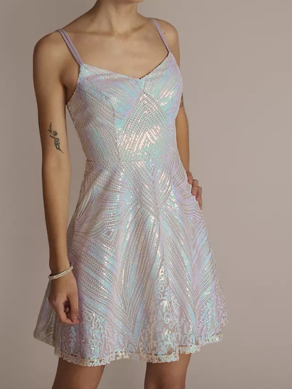 Sequin A-line short iridescent dress City Triangles